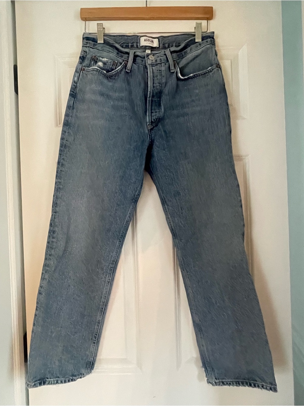 Agolde Lana Light Blue High-Rise Straight Denim Jeans